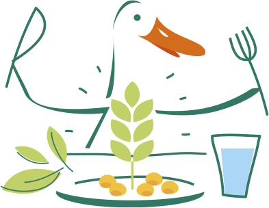 A duck at the table